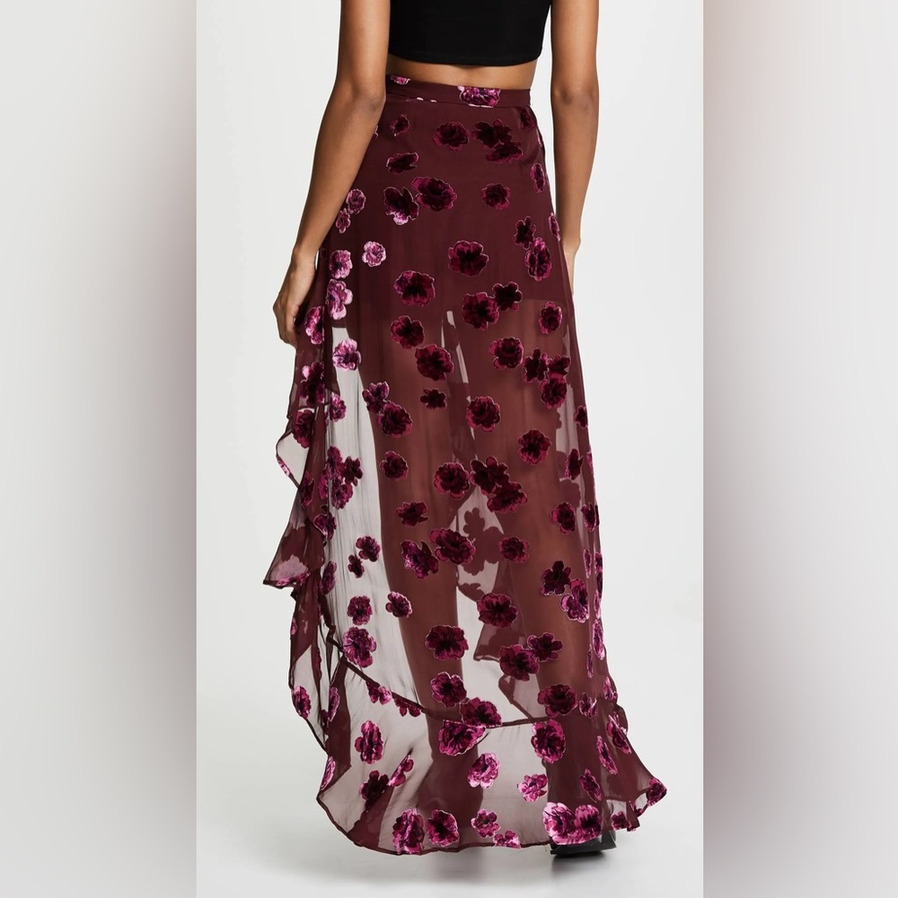 for Love & Lemons Silk-Blend Sophie Velvet Floral Skirt Pansy - Small - Picture 2 of 16